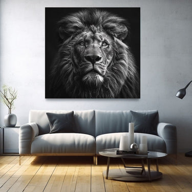 Black and White Lion Canvas